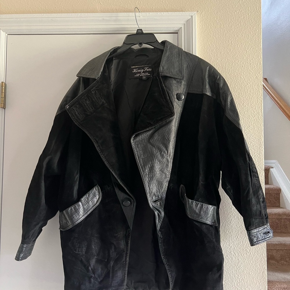 Vintage Oversized Black Leather Jacket
